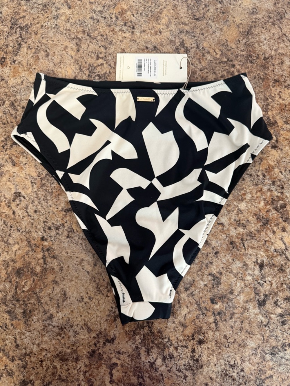 NWT Cleobella Kimber High Waisted Bikini Bottom Osaria Black White Size Small - Picture 5 of 7